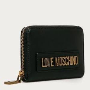 NIB LOVE MOSCHINO PORTAFOGLI DONNA BLACK ZIP BI-FOLD WALLET